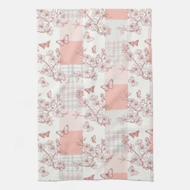 Elegant fjärilsblomning (7) kökshandduk (Vertikal)