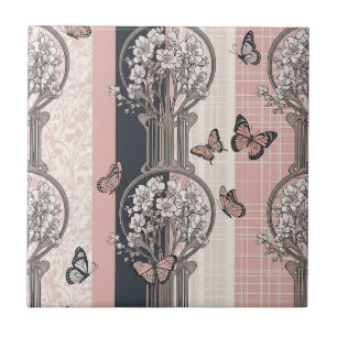 Elegant fjärilsblomning (8) kakelplatta