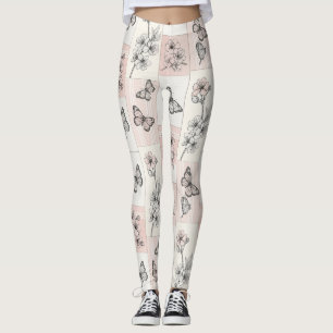 Elegant fjärilsblomning (8) leggings