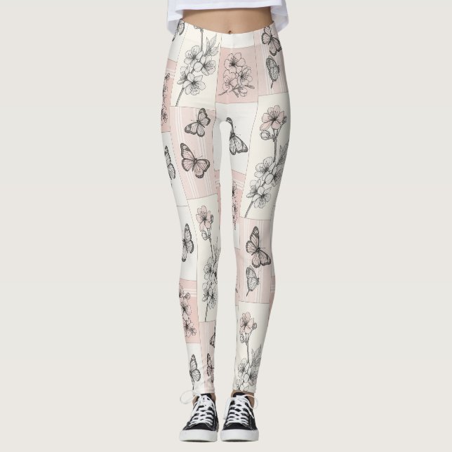 Elegant fjärilsblomning (8) leggings (Framsida)