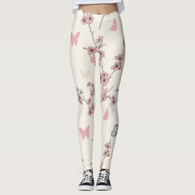 Elegant fjärilsblomning (9) leggings (Framsida)