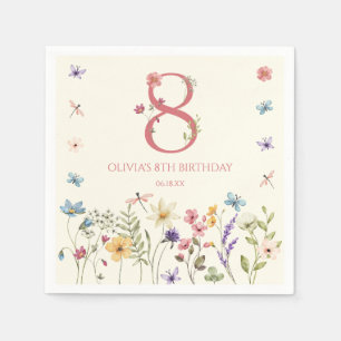 Elegant fjärilsfest för vilda blommor 8-årsdag pappersservett