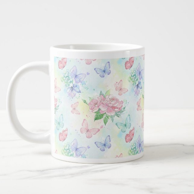 Elegant fjärilssömlös tryck jumbo mugg (Vänster)