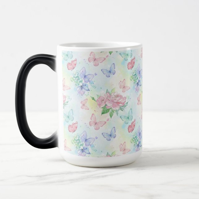 Elegant fjärilssömlös tryck magisk mugg (Vänster)