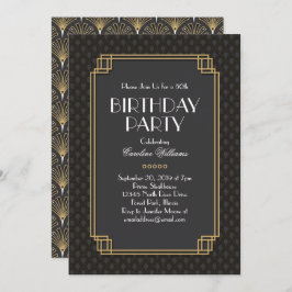 Elegant Fläkt Art Deco-Födelsedagsfest Inbjudningar