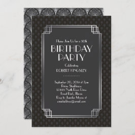 Elegant Fläkt Art Deco-Födelsedagsfest Inbjudningar