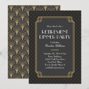 Elegant Fläkt Art Deco Pension Party Inbjudningar