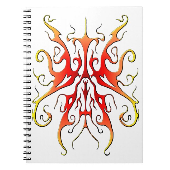 Elegant Flame Tribal Mask Abstract Design Anteckningsbok (Framsidan)