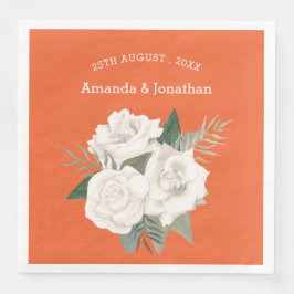 Elegant Flaming Orange och Vit ros Bröllop Pappersservett