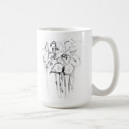 Elegant Flamingo Flock Sketch Kaffemugg