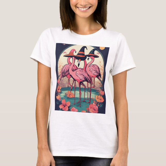 Elegant Flamingo Illustration T-Shirt (Framsida)