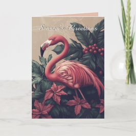 Elegant Flamingo och Poinsettia-julkort Kort