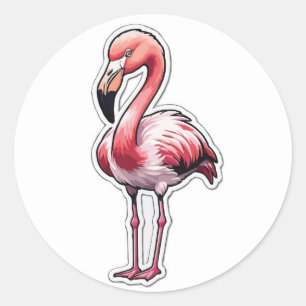 Elegant Flamingo Sticker - Gracval Tropical Bird Runt Klistermärke