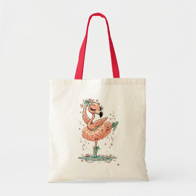 Elegant Flamingoballerina i blomning Tygkasse (Framsidan)