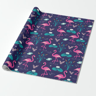 Elegant Flamingos och Lilypads Mönster på flottan Presentpapper
