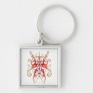 Elegant Flamma Tribal Mask Abstrakt Design Fyrkantig Silverfärgad Nyckelring