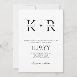 Elegant Flare Monogram Bröllop Inbjudningar