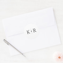 Elegant Flare Monogram Bröllop Kuvert Sigill Runt Klistermärke