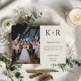 Elegant Flare Monogram Bröllopsfoto Tack Kort