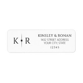 Elegant Flare Monogram Bröllopsreturadress Returadress Etikett