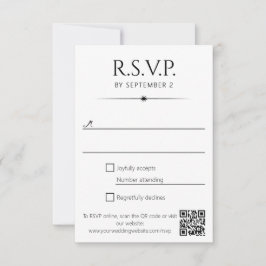 Elegant Flare Svart Vitt QR-kod Bröllop OSA Kort