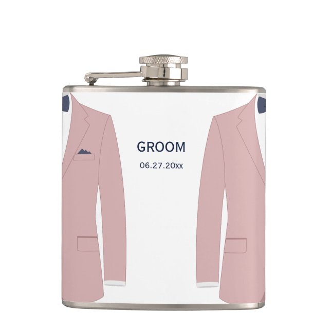 Elegant Flask Gay Bröllop gift för Rosa av groomer Fickplunta (Framsidan)