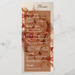 Elegant Flat Bröllop Menu med blommor 3D Meny