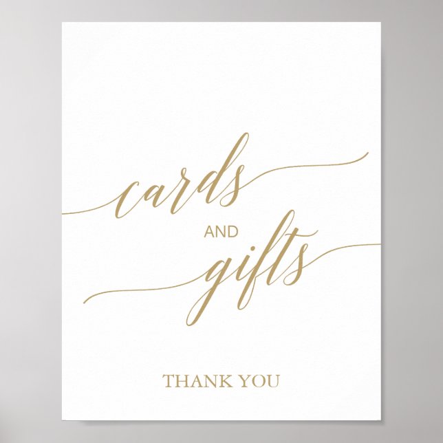 Elegant Flat Guld Calligraphy Cards and Gifts Sign Poster (Framsidan)