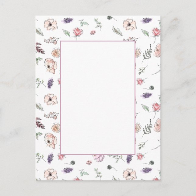 Elegant Flat Modern Botanical Grönt Weddin Inbjudan Vykort (Framsida)