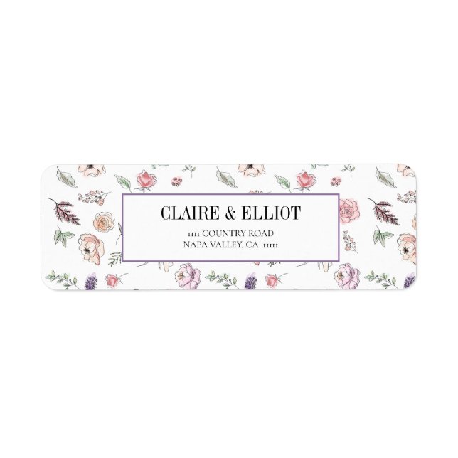 Elegant Flat Modern Botanical Grönt Weddin Returadress Etikett (Framsidan)