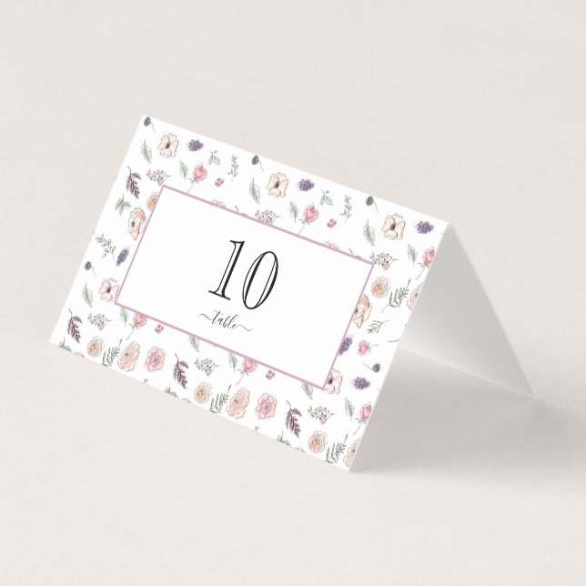 Elegant Flat Modern Botaniska Grönten Bröllop Bord Kort (Framsida)