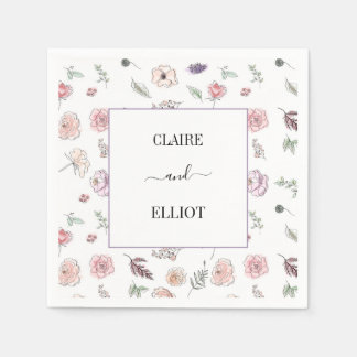 Elegant Flat Modern Botaniska Grönten Bröllop Pappersservett