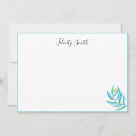 Elegant Flat Modern botaniskt citronstskort Tack Kort