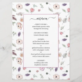 Elegant Flat Modern botaniskt Grönt bröllopdin Meny