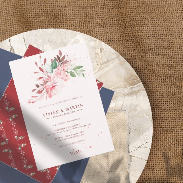 Elegant Flawless Sakura Rosa Dream Bröllop Inbjudningar (Skapare uppladdad)