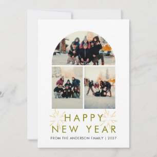 Elegant flervyefönster Familj Gott nytt år Julkort