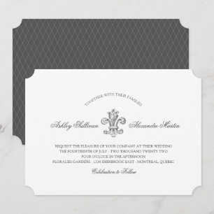 Elegant Fleur de Lis Bröllop 3 Inbjudningar