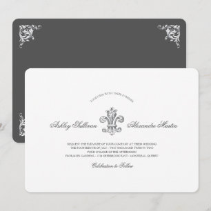 Elegant Fleur de Lis Bröllop Combo 2 Inbjudningar