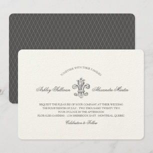 Elegant Fleur de Lis Bröllop och RSVP 2 Inbjudningar