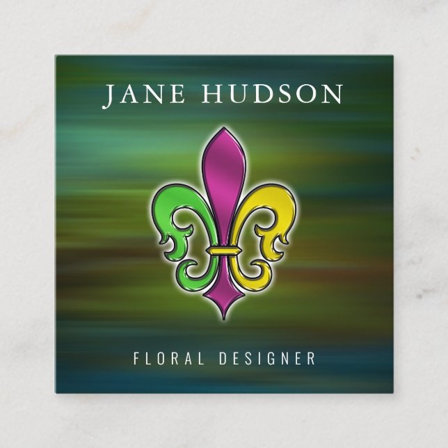 Elegant Fleur De Lis-design Fyrkantigt Visitenkort Visitkort (Framsida)
