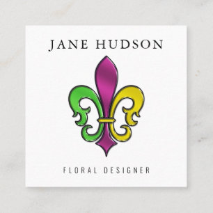 Elegant Fleur De Lis Design Fyrkantigt Visitkort