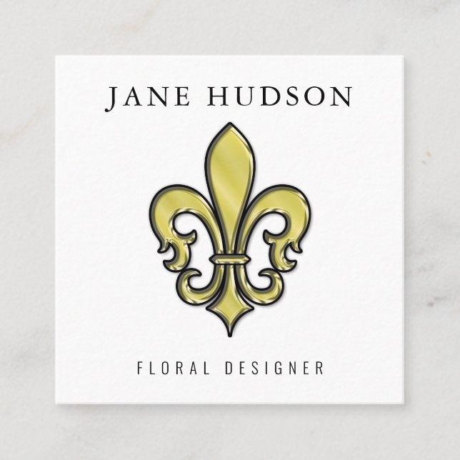 Elegant Fleur de Lis-design Visitenkort Fyrkantigt Visitkort (Framsida)