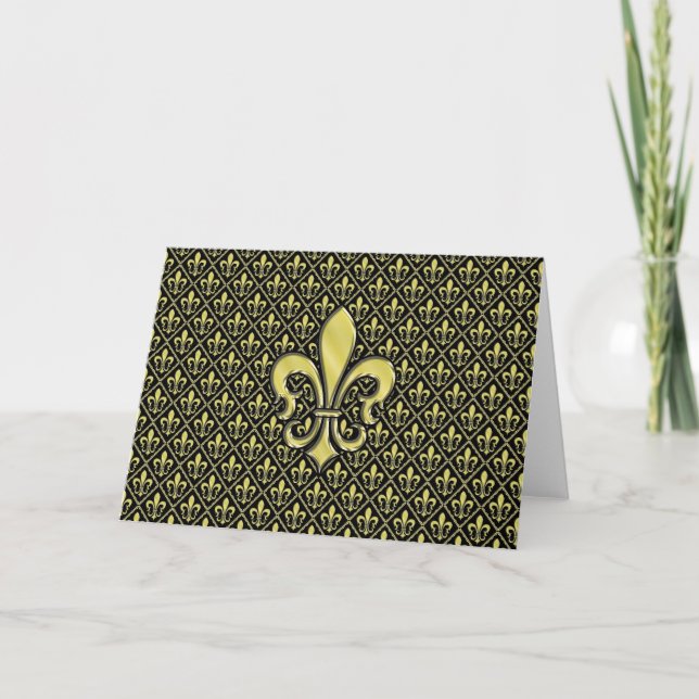Elegant Fleur de Lis-design Visitenkort Helgkort (Framsida)