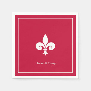 Elegant Fleur-de-lis eller liljeform på burgunderr Pappersservett
