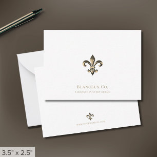 Elegant Fleur-de-lis Logotyp White Note Card Anteckningskort