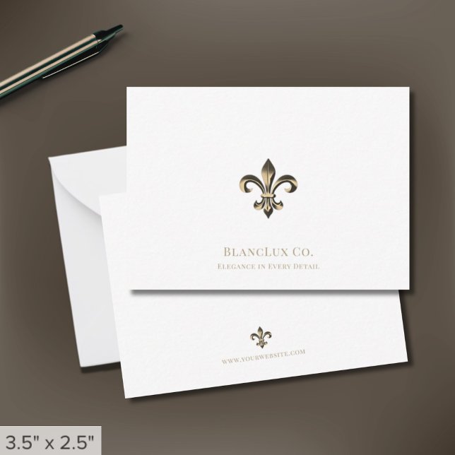 Elegant Fleur-de-lis Logotyp White Note Card Anteckningskort (Skapare uppladdad)