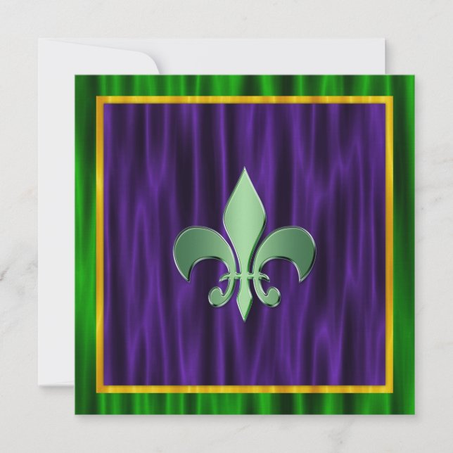 Elegant Fleur De Lis Mardi Gras Bröllop Inbjudningar (Framsida)