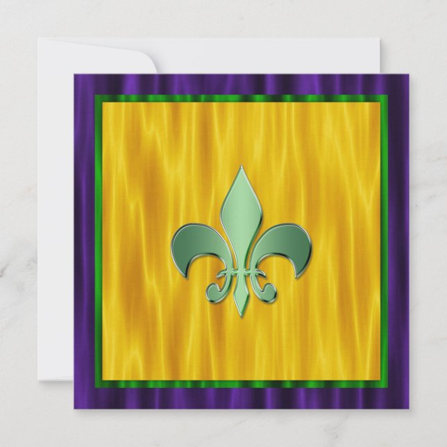 Elegant Fleur De Lis Mardi Gras Bröllop Inbjudningar (Framsida)