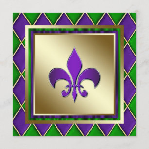 Elegant Fleur De Lis Mardi Gras Bröllop Inbjudningar