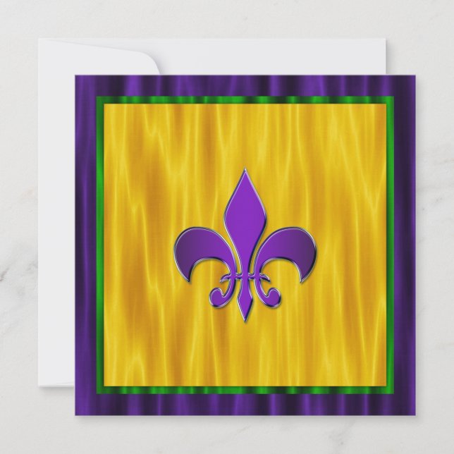 Elegant Fleur De Lis Mardi Gras Bröllop Inbjudningar (Framsida)